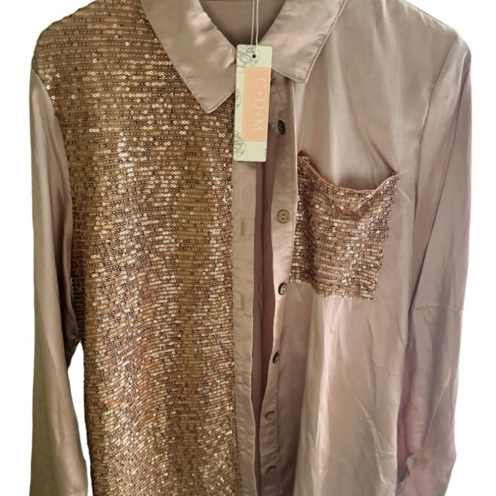 Women's Sequin Rose Gold Blouse